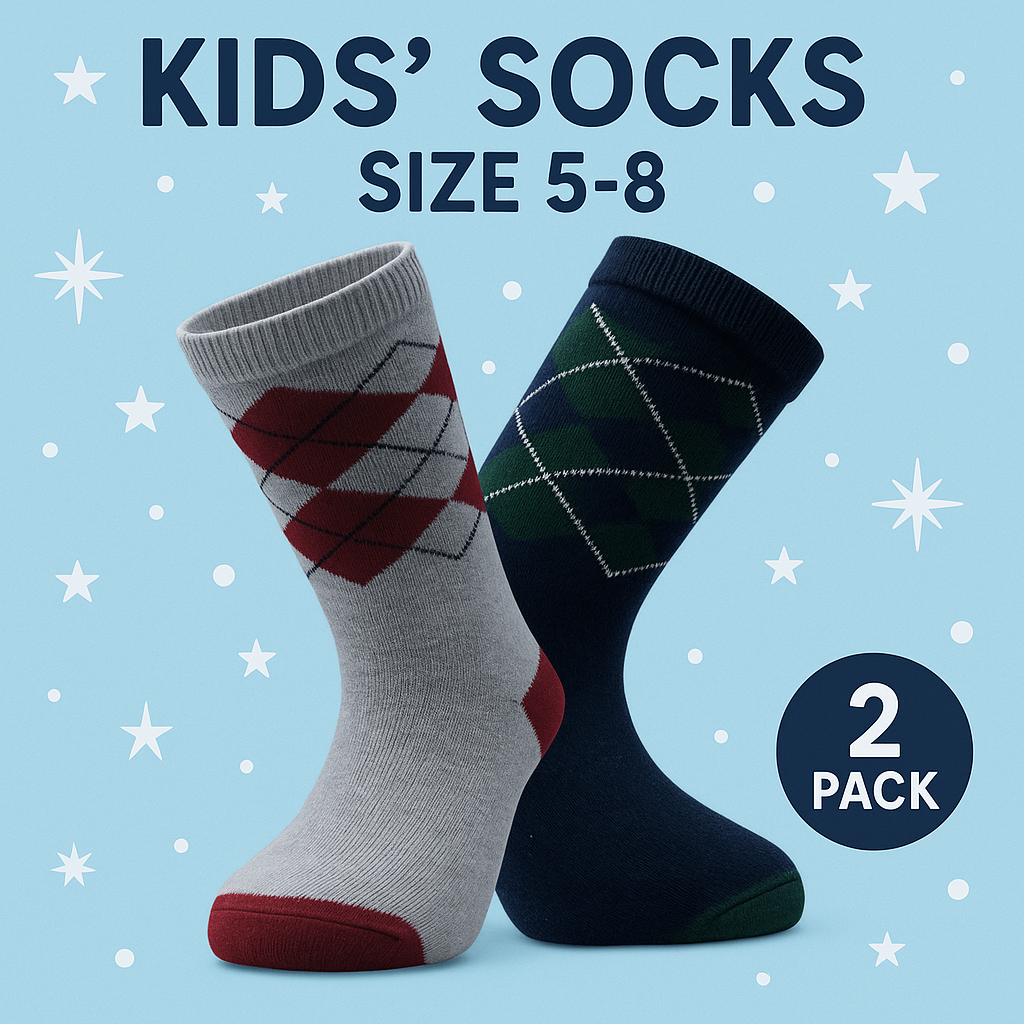 Pack of 2 - Kids’ Argyle Crew Socks