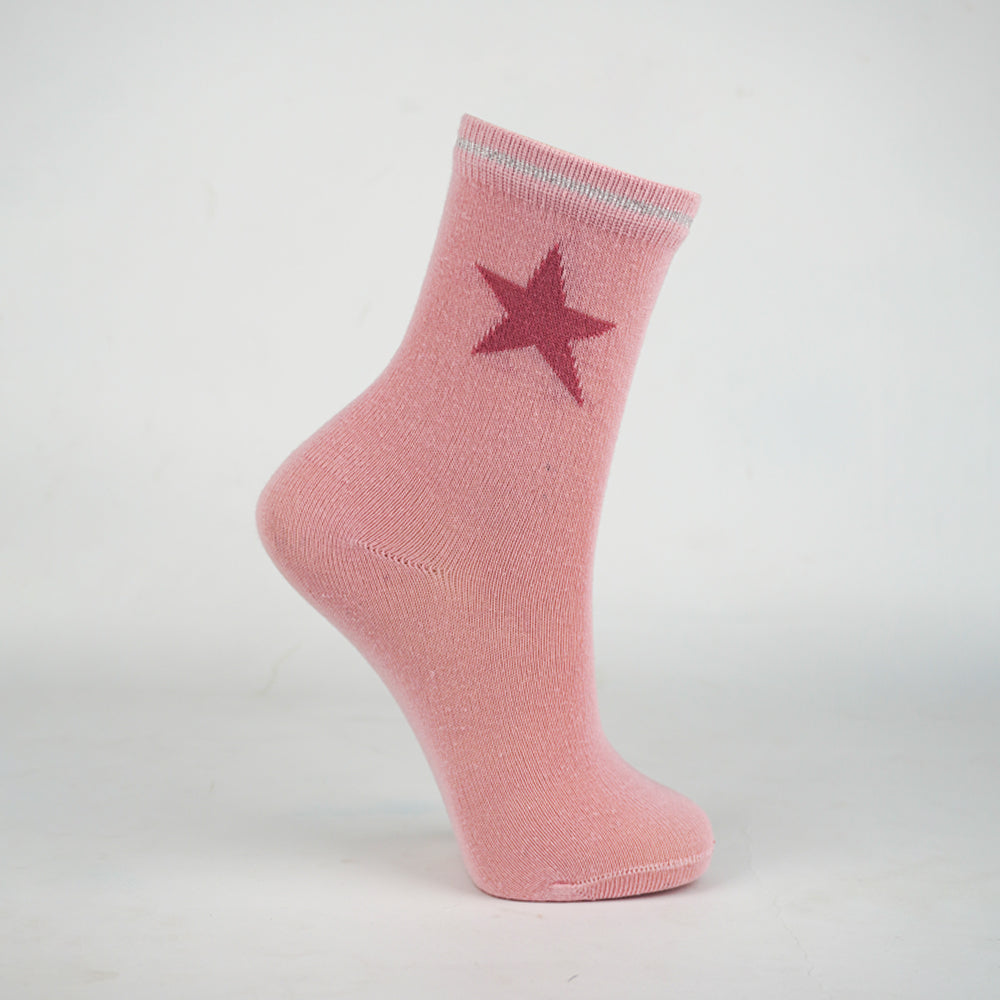Pack of 3 - Girls Star & Moon Print Ankle Sock