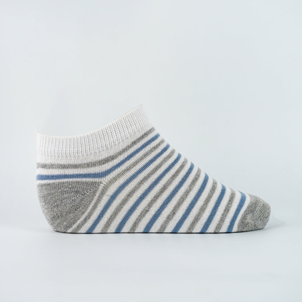 Boys Light Blue Striped Ankle Socks