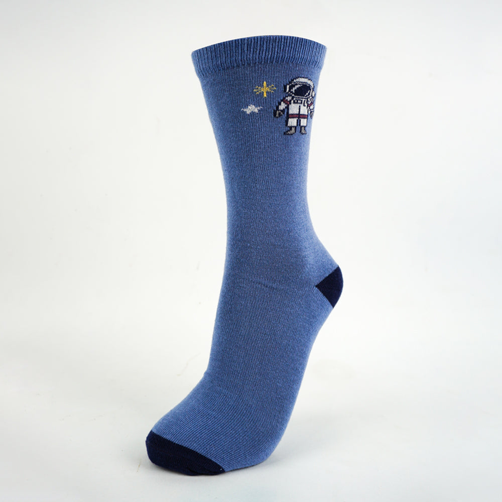 Boys Astronaut Print Crew Socks