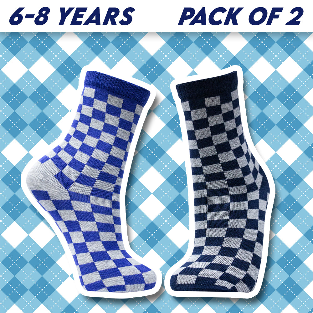 Pack of 2 - Boys Checkered Crew Socks