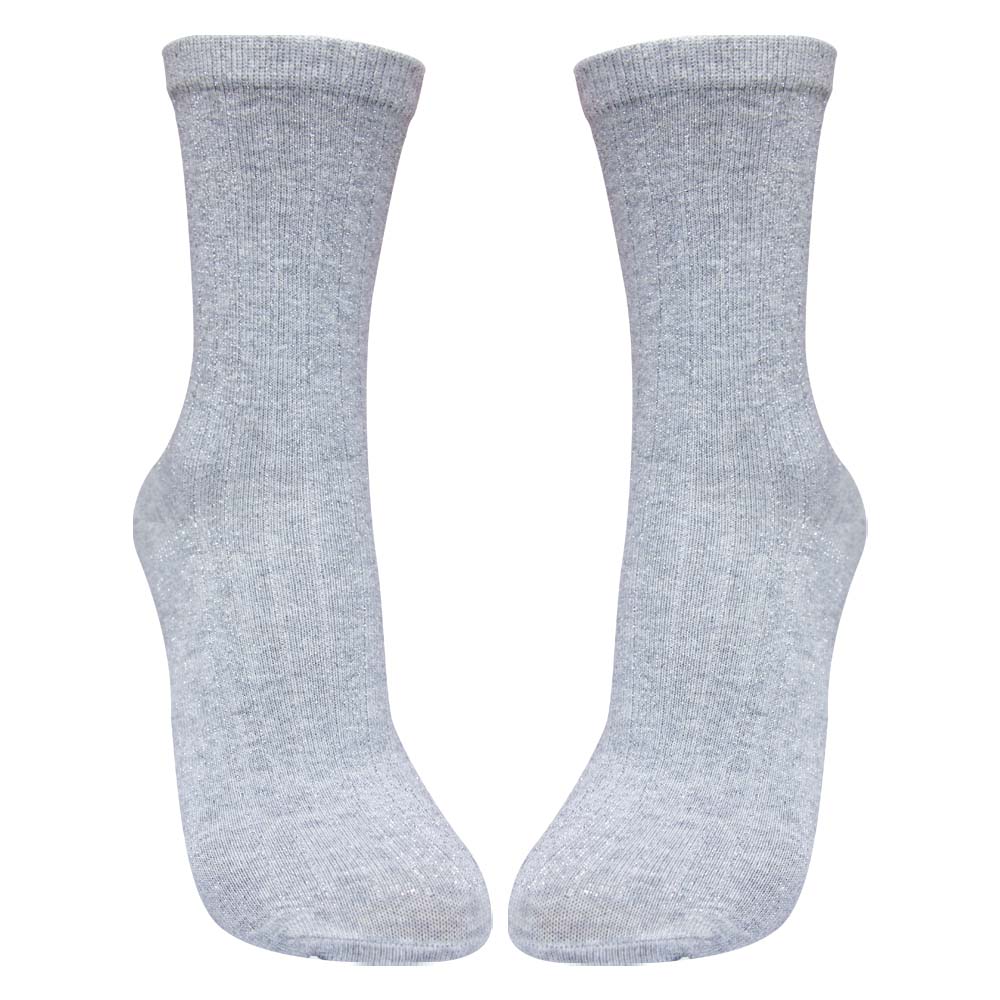 Girls Premium Grey Ribbed Crew Socks