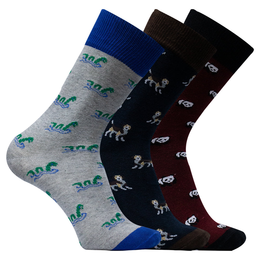 Pack of 3 - Playful Pattern Men’s Crew Socks
