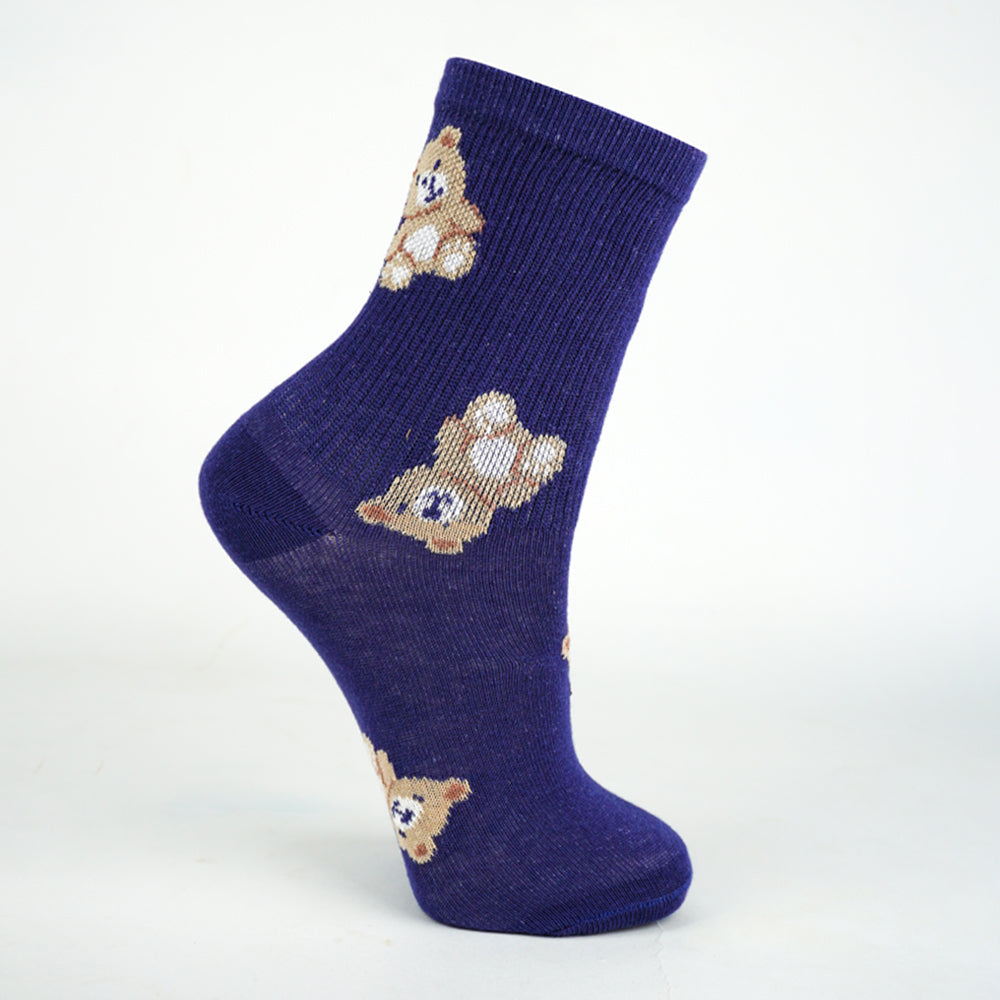 Girls Teddy Bear Crew Socks