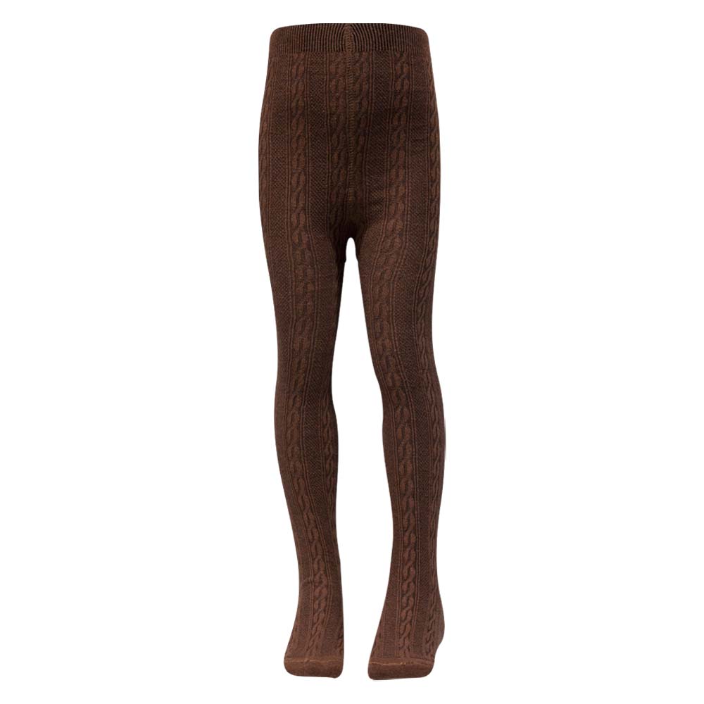 Cozy Cable Knit Bronze Girls Tights (OT)