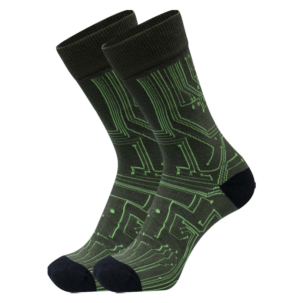 Men Circuit Board Pattern Crew Socks