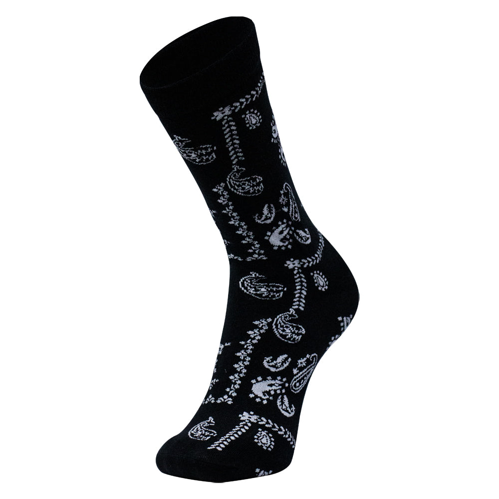 Pack of 3 - Men Mandala Trendy Black Patterned Crew Socks