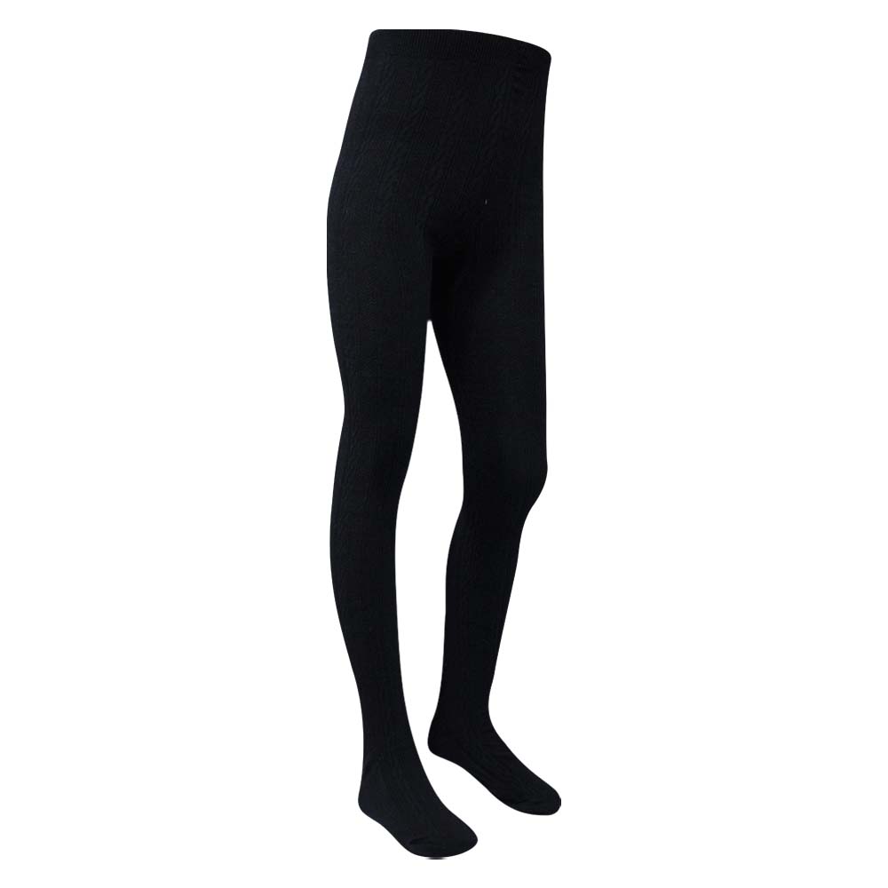 Girl's Trendy Black Cable Knit Tights (OT)
