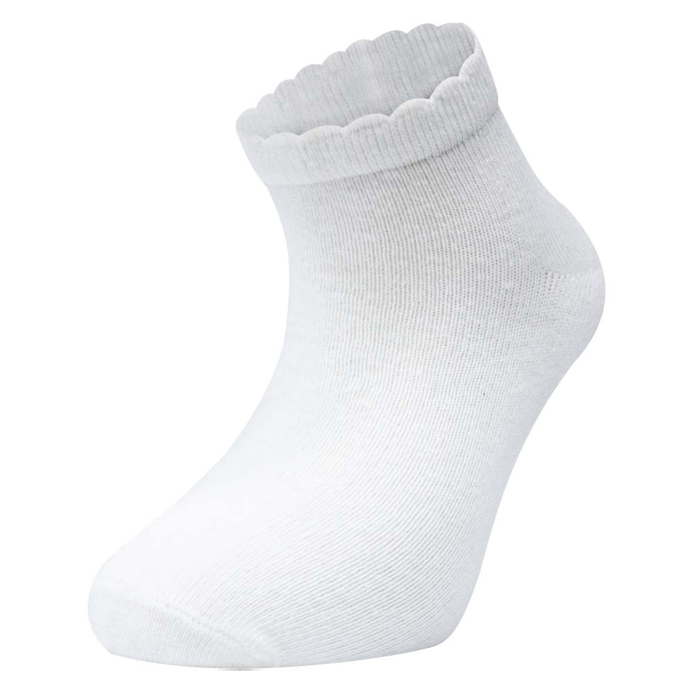 Plain White Ruffle Ankle Socks for Girls
