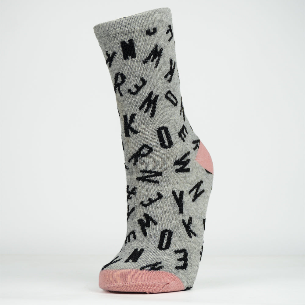 Girls Alphabet Print Crew Socks