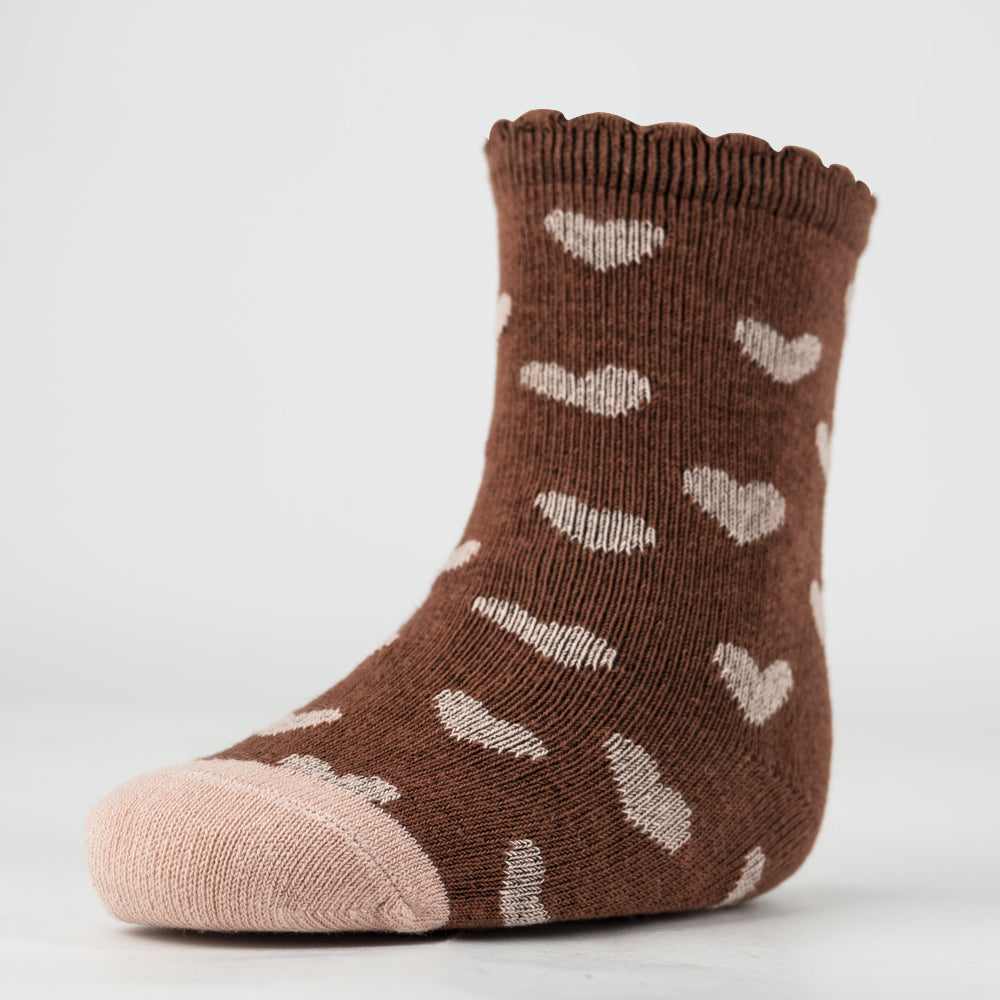 Girls' Heart Print Ruffle Ankle Socks