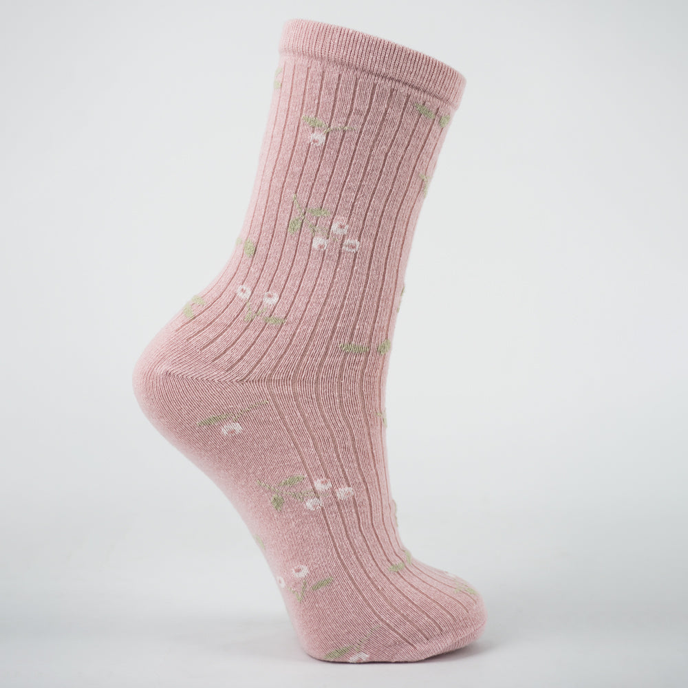 Floral Ribbed Socks for Girls
