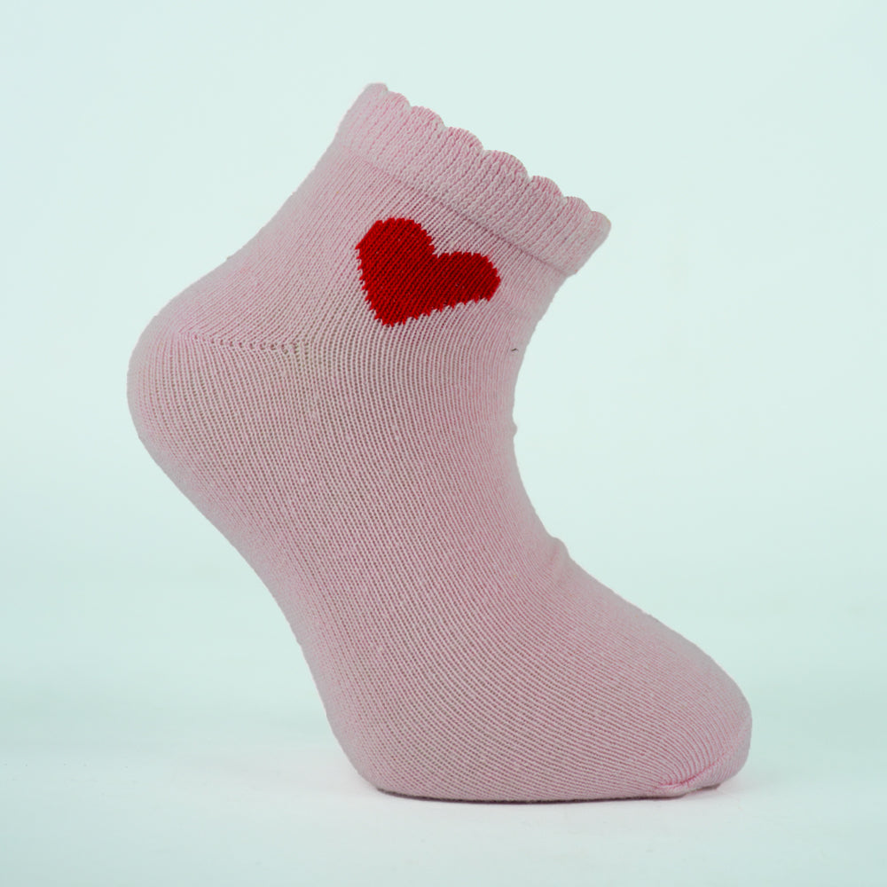 Heart Ruffle Trim Ankle Girls Socks