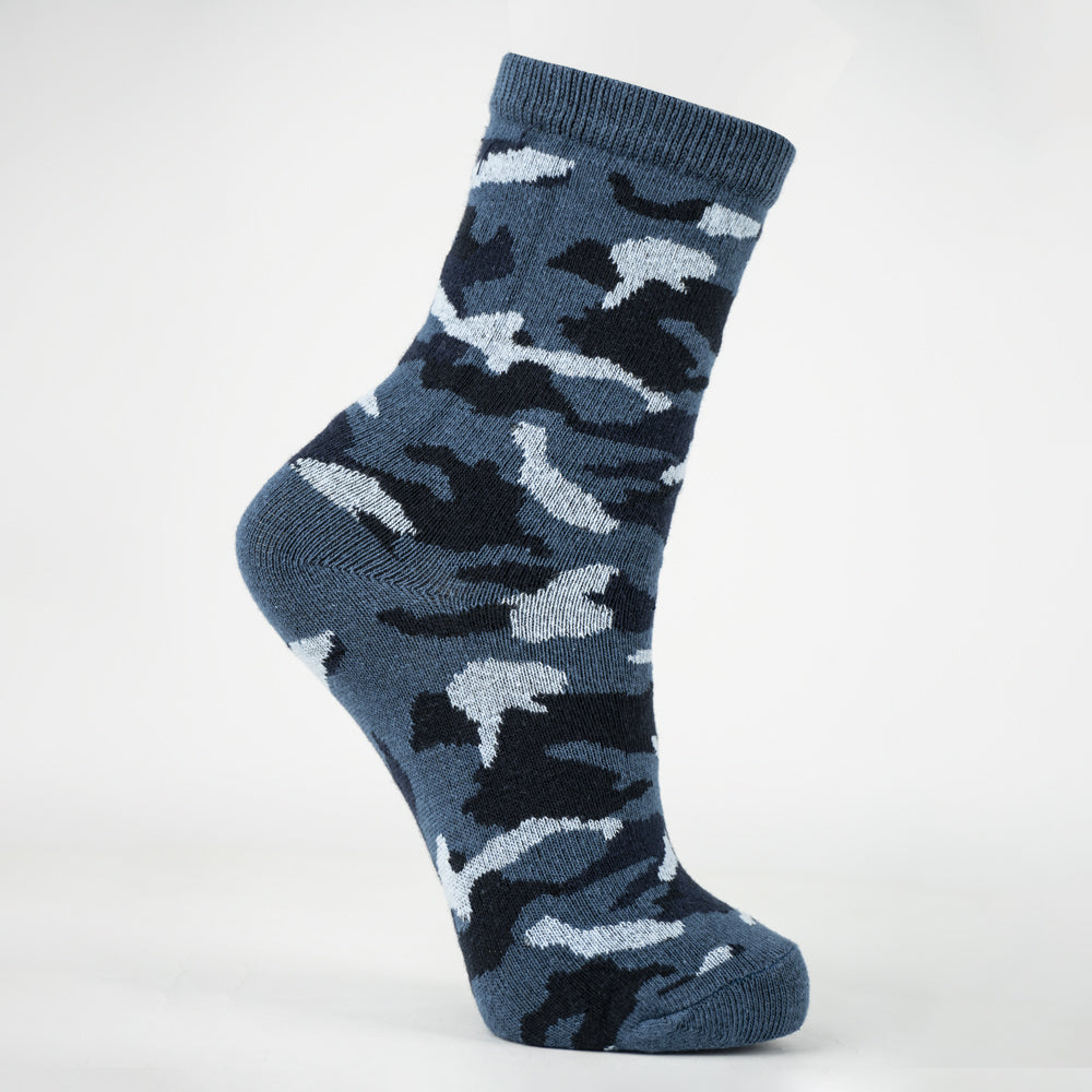 Boys' Blue Camouflage Crew Socks