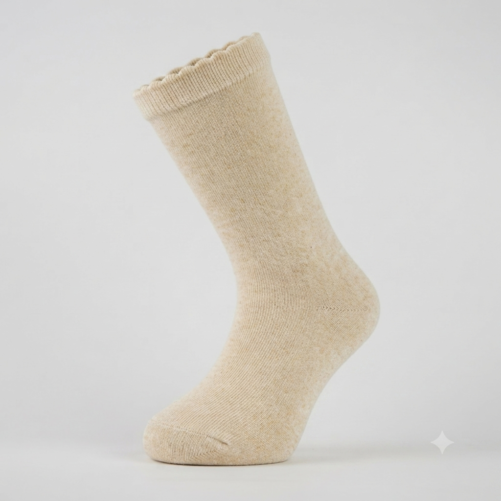 Girls Floral Scallop-Edge Crew Socks