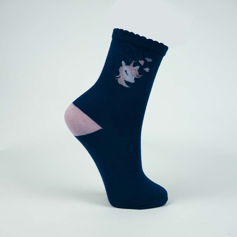Unicorn Girls Navy Crew Socks