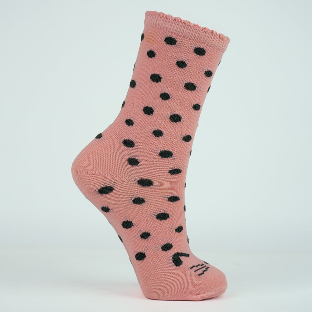 Girls' Kitty Cat Polka Dot Crew Socks