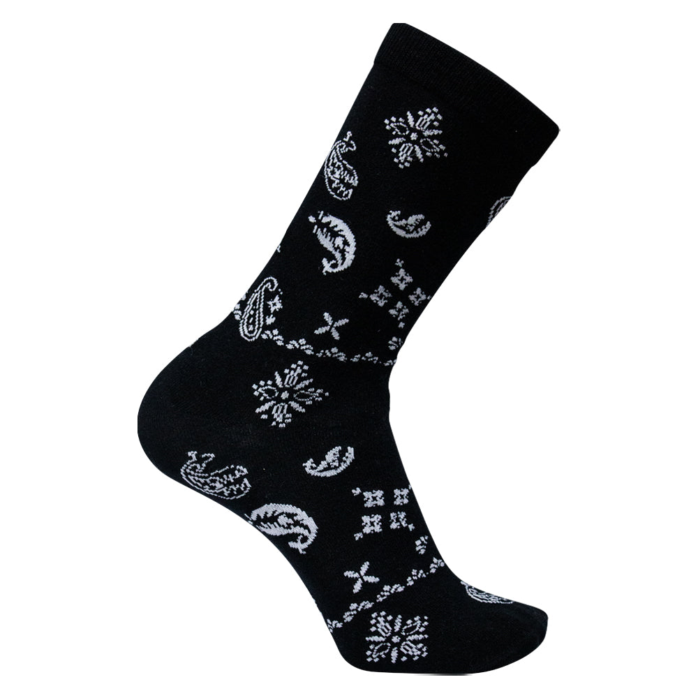 Pack of 3 - Men Mandala Trendy Black Patterned Crew Socks