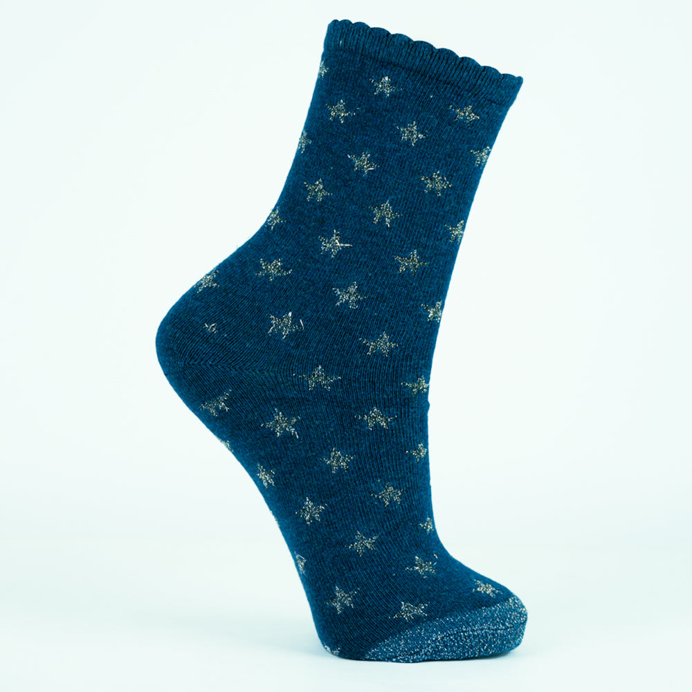 Girls' Sparkly Star Pattern Crew Socks