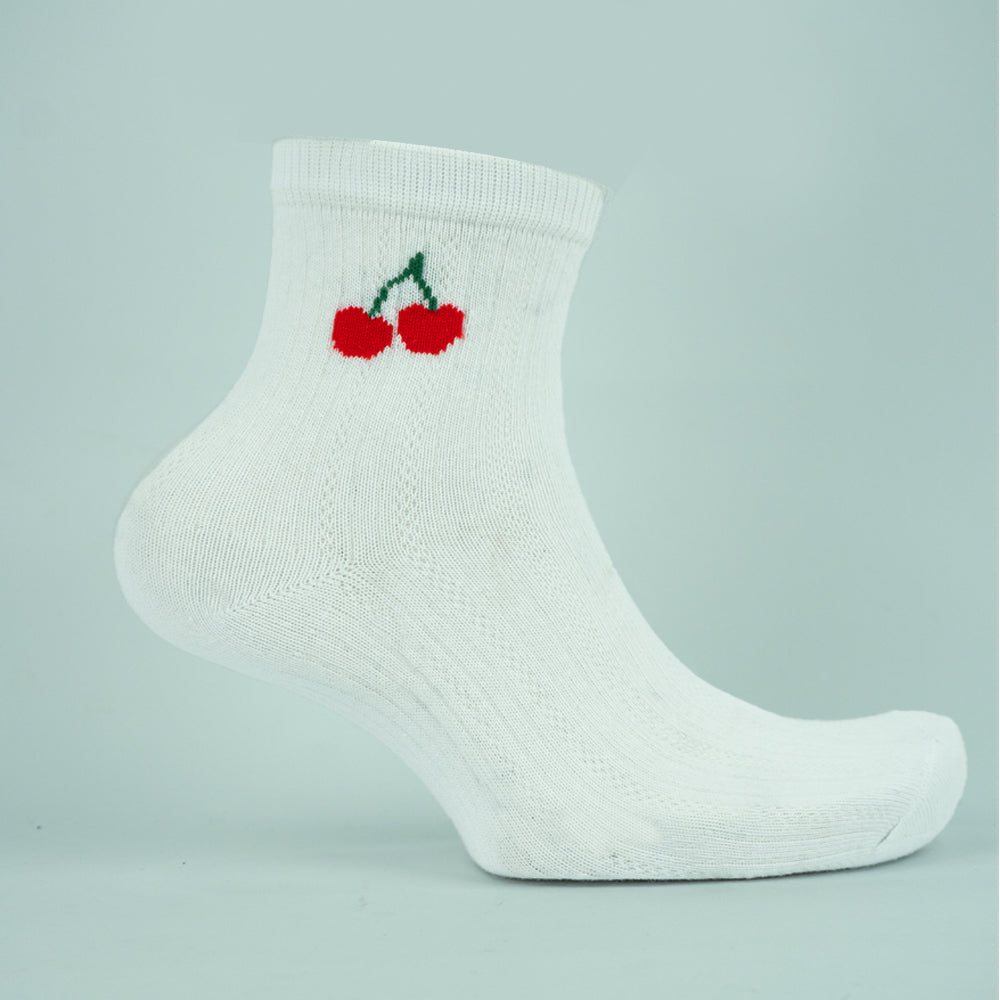 Cherry Print Ankle Women Socks
