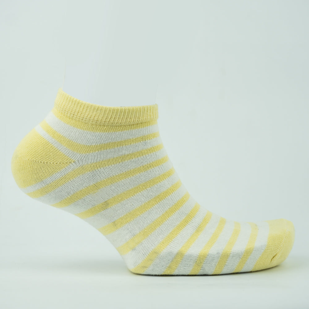 Women Yellow Striped Ankle Socks