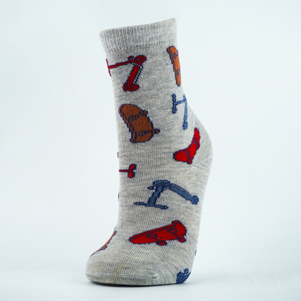 Boys Skater & Scooter Print Crew Socks