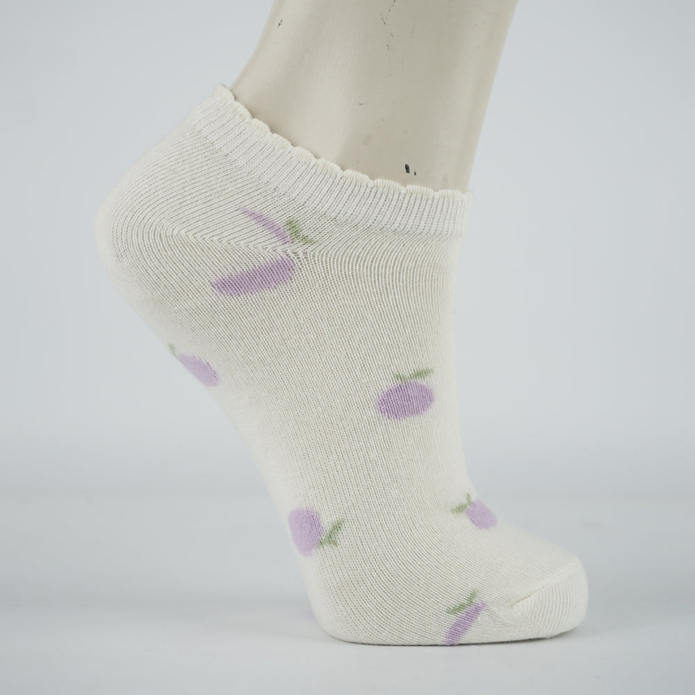 Lavender Fruit Print Ankle Girls Socks