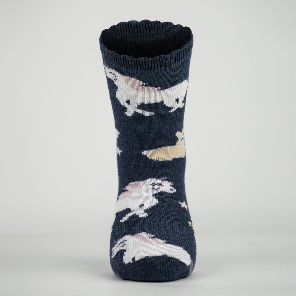 Magical Unicorn Navy Girls Socks