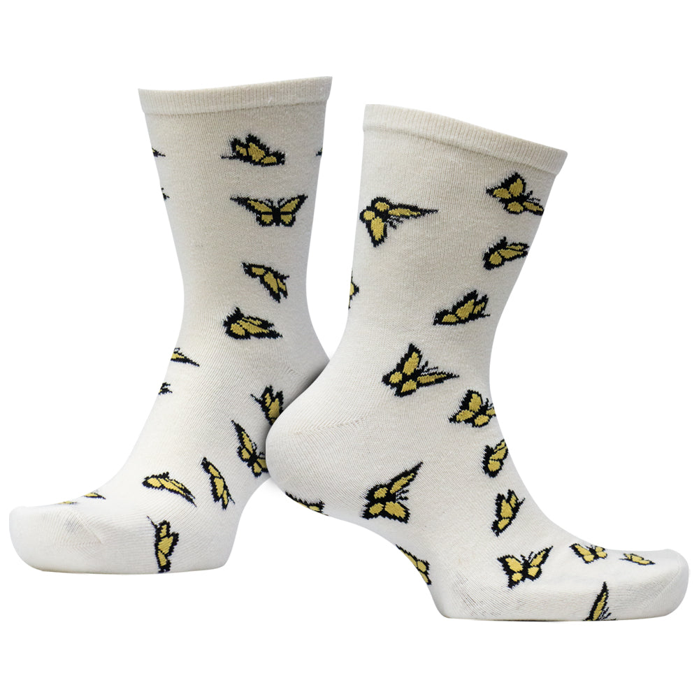 Women Butterfly Print Crew Socks