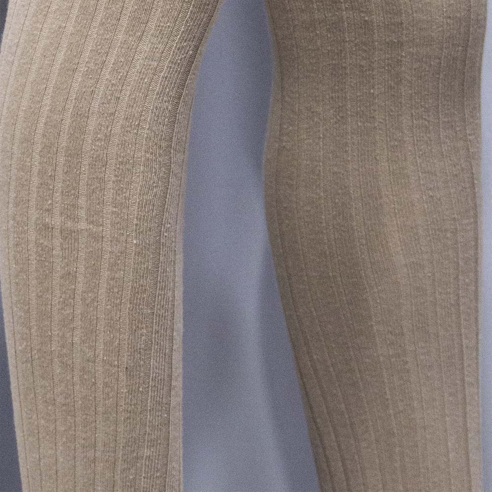 Cozy Apricot & Grey Knit Lines Girls Tights (CJ)