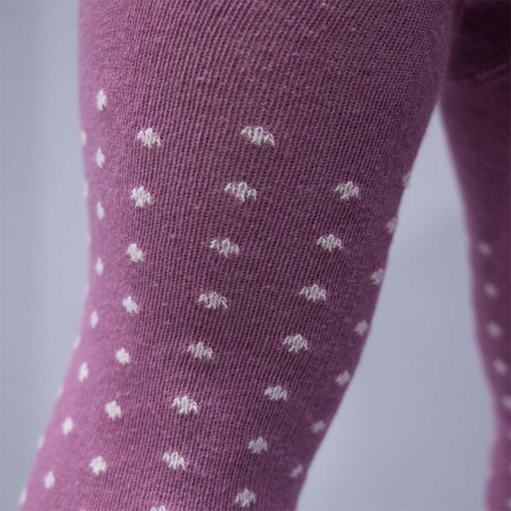 Girls Lilac Pink Polka Dot Knit Tights (CJ)