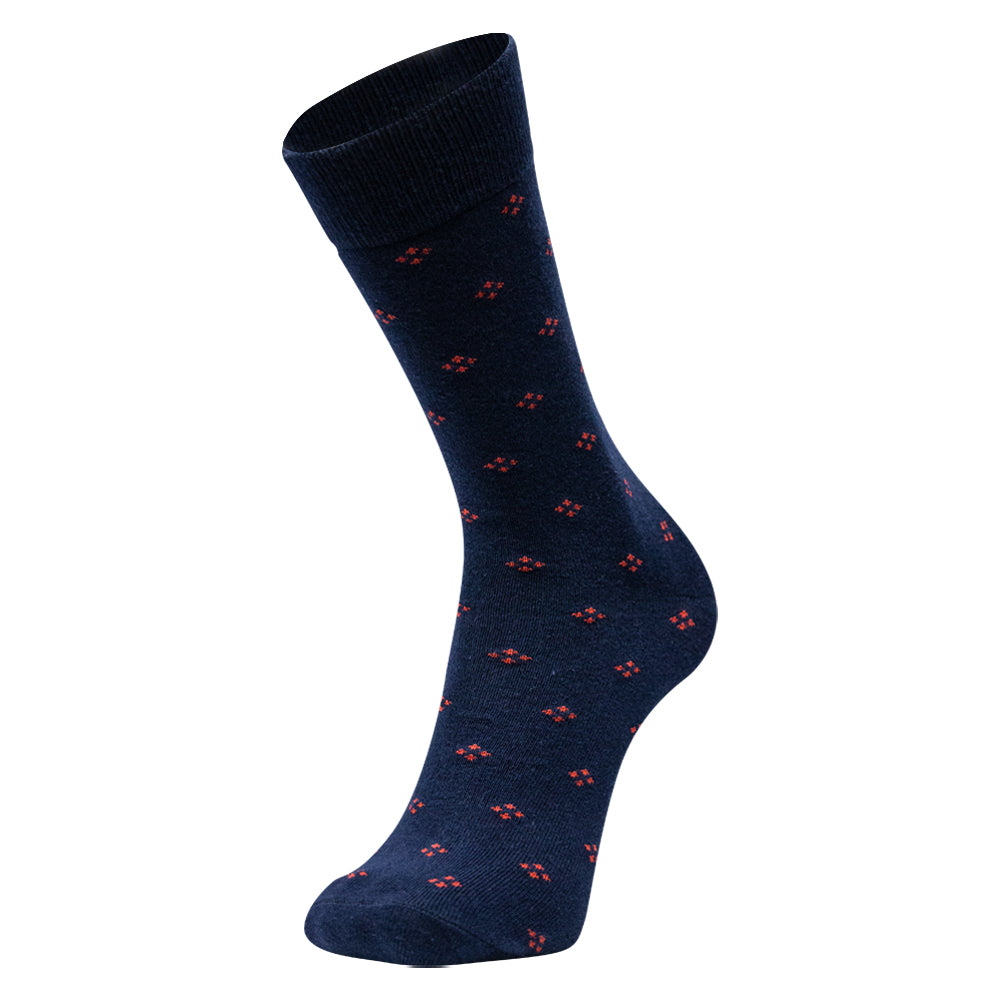 Pack of 2 - Men’s Navy Blue Patterned Crew Socks