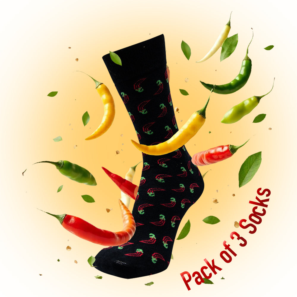 Men's Chili Pattern Novelty Crew Socks