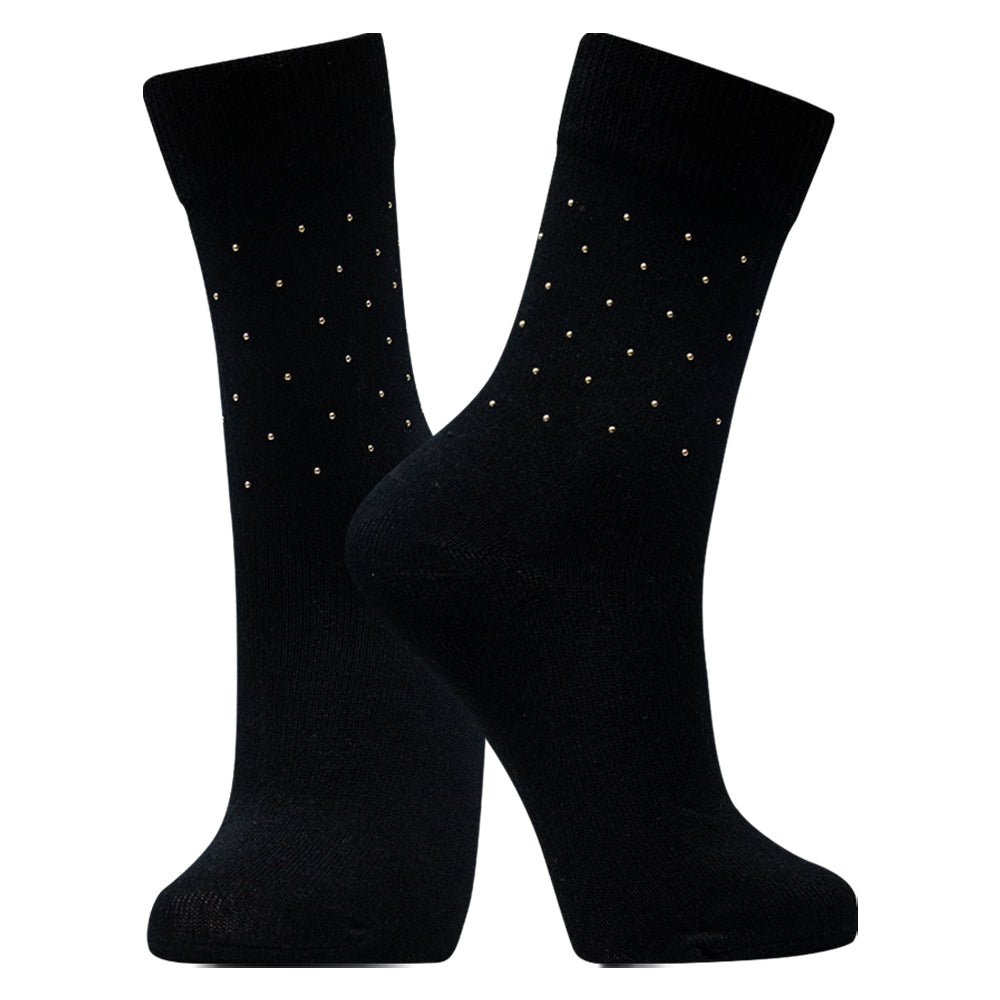 Pack of 1 & 3 - Black metal beaded Crew socks for girls