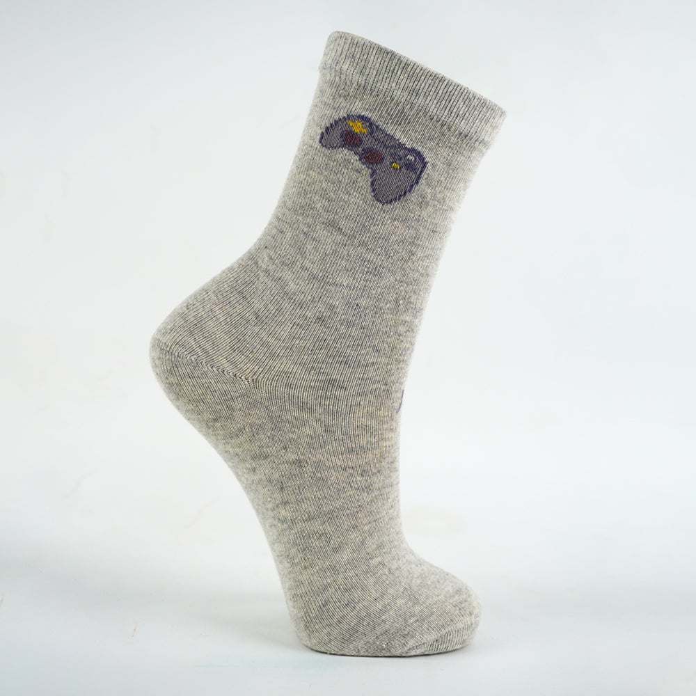 Boys' Gaming Controller Crew Grey Socks