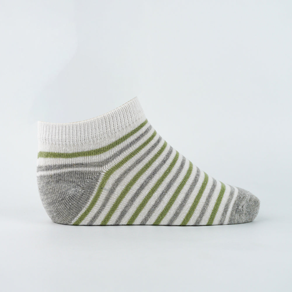 Boys Green Striped Ankle Socks