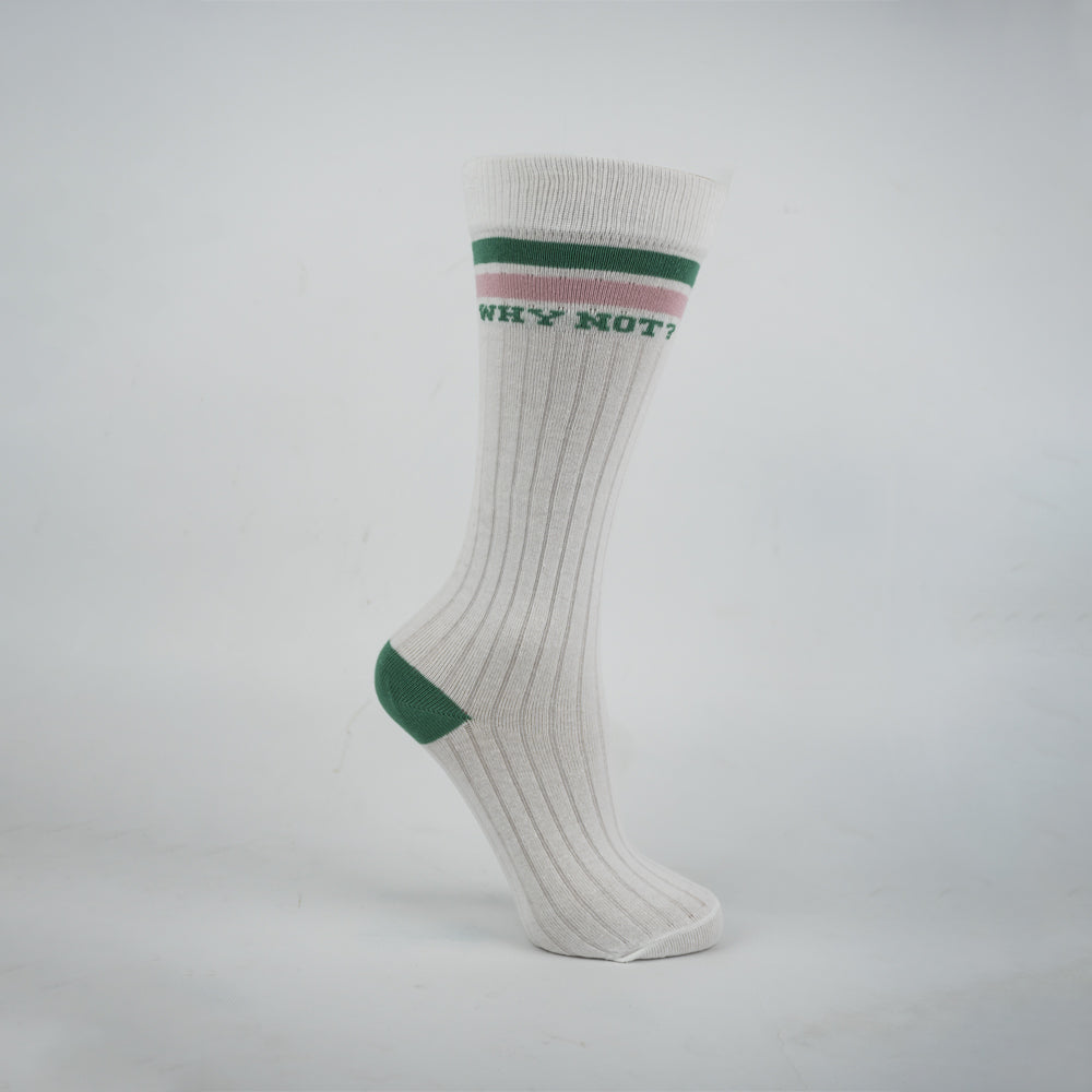 Girls' "WHY NOT?" Striped Knee-High Socks