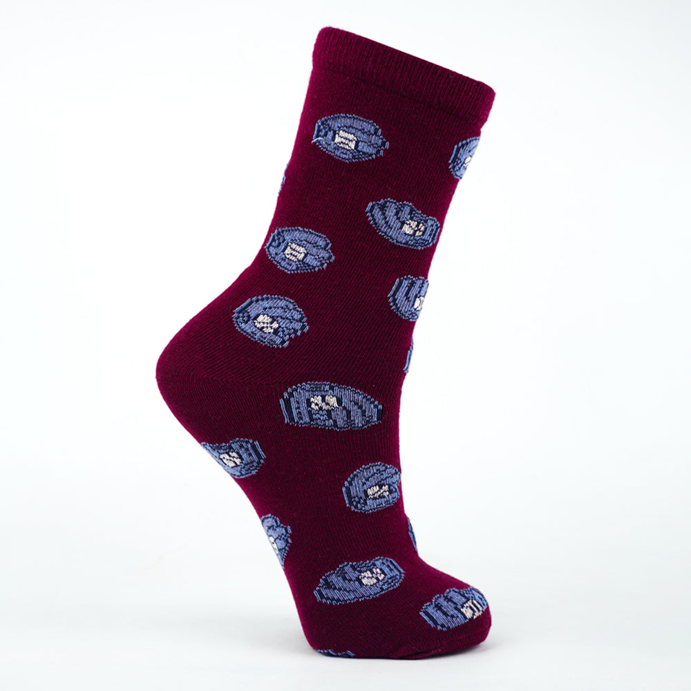 Boys Baseball Gloves Print Crew Maroon Socks