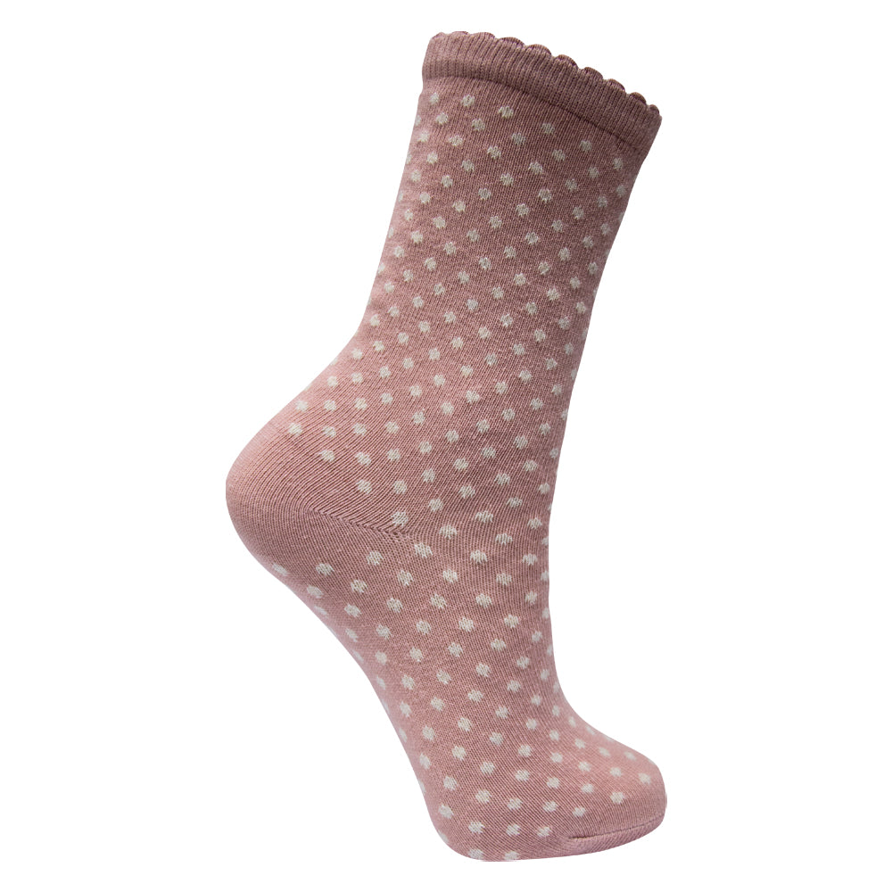 Polka Dot Ribbed Crew Socks for Girls