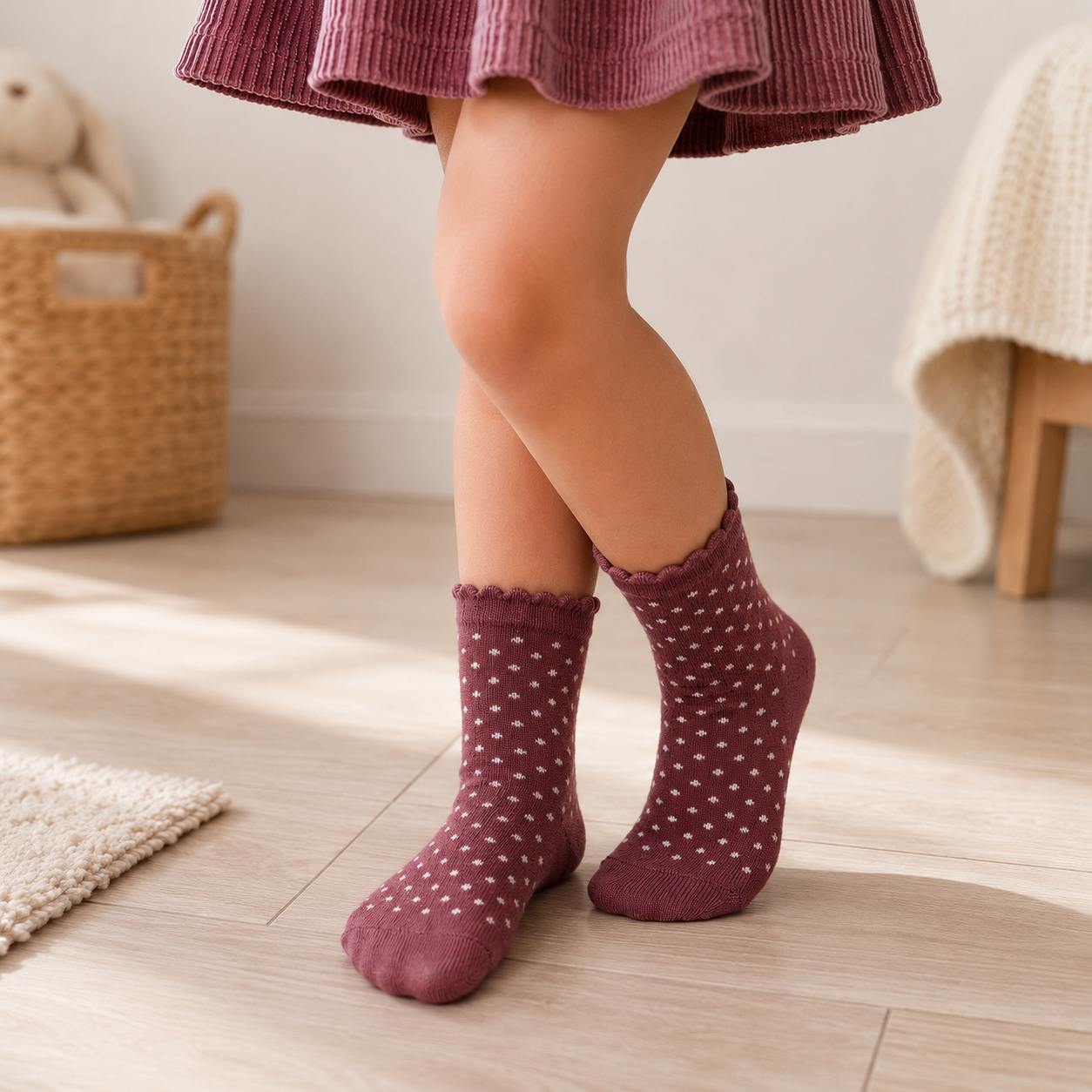 Polka Dot Ruffle Ankle Socks for Girls