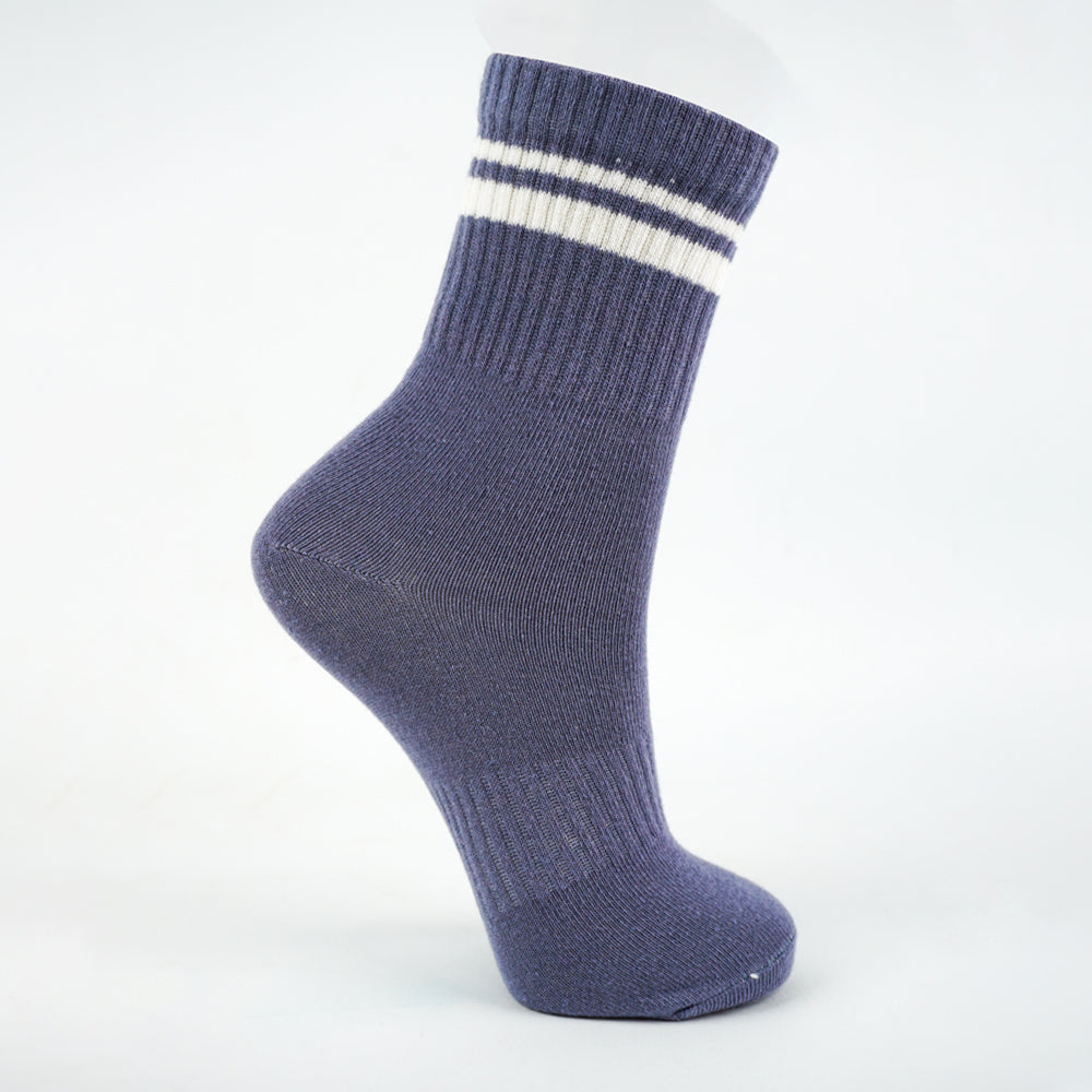 Boys Navy Blue with Stripes Crew socks