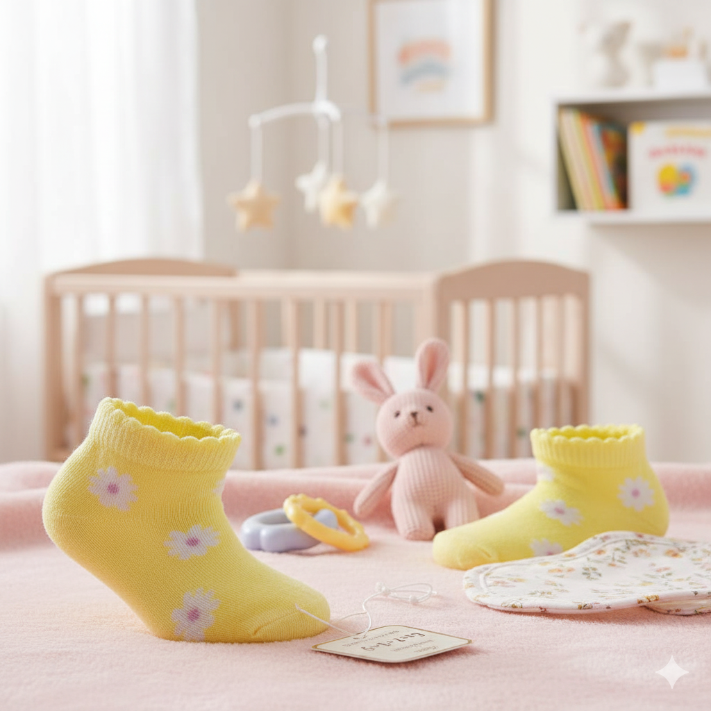 Newborn Baby Girl Flower Print Ankle Socks