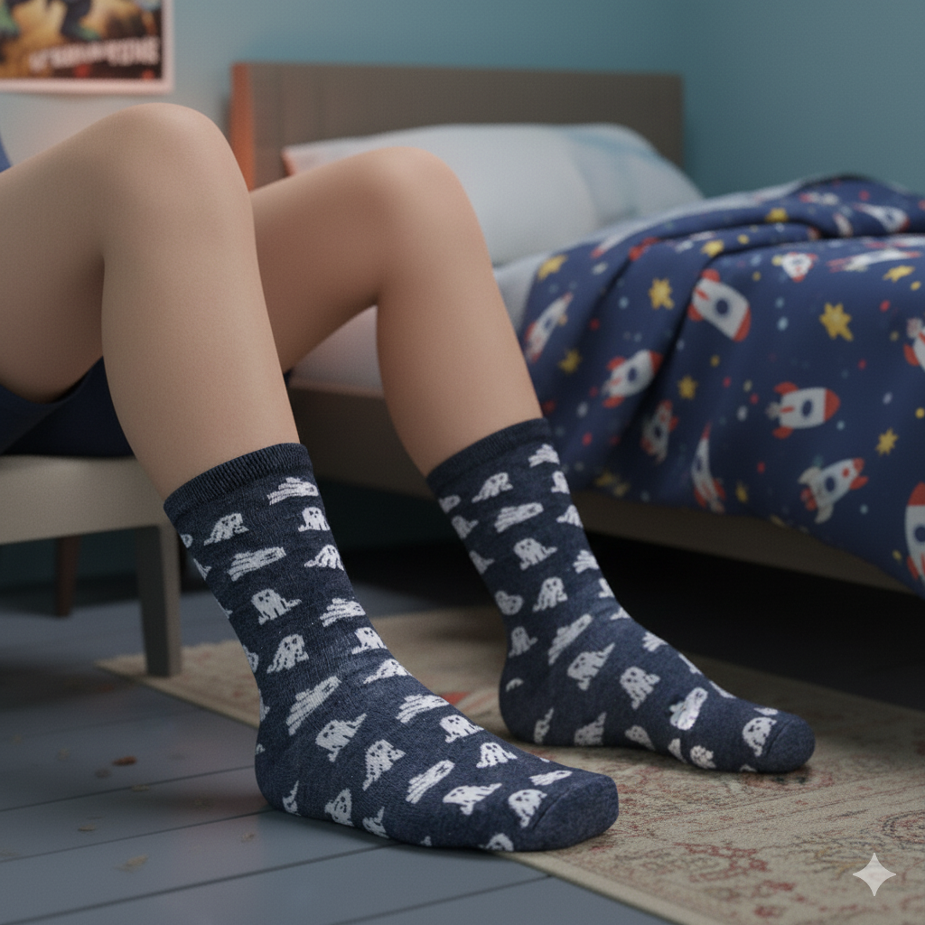 Fun Ghost print Boys Crew Socks