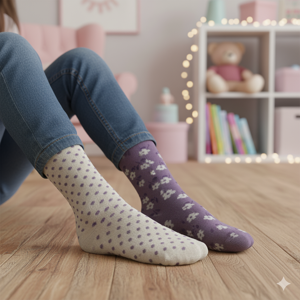 Girl's Fun Dot & Floral Ankle Socks