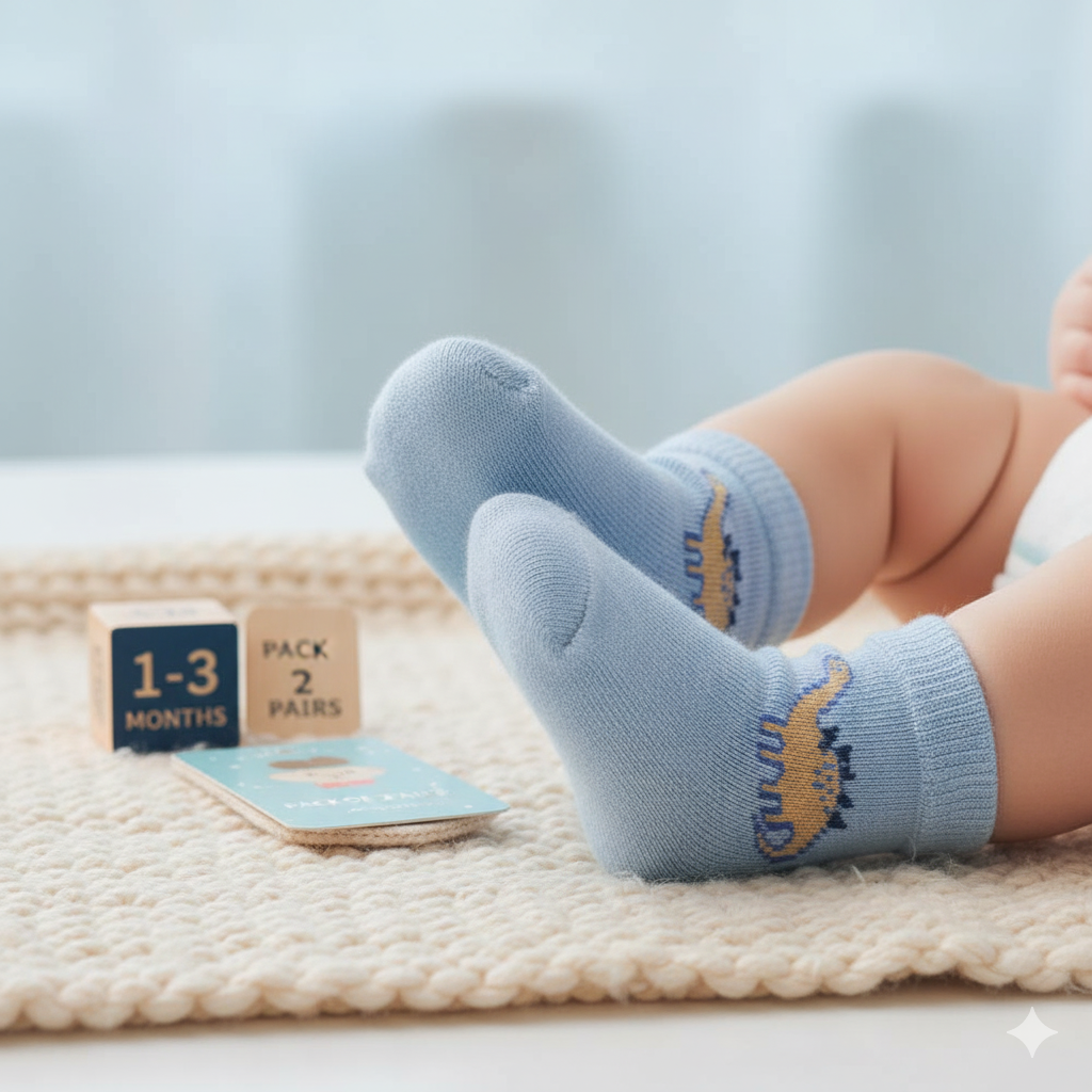 Born Baby Dino Blue Socks for Boys