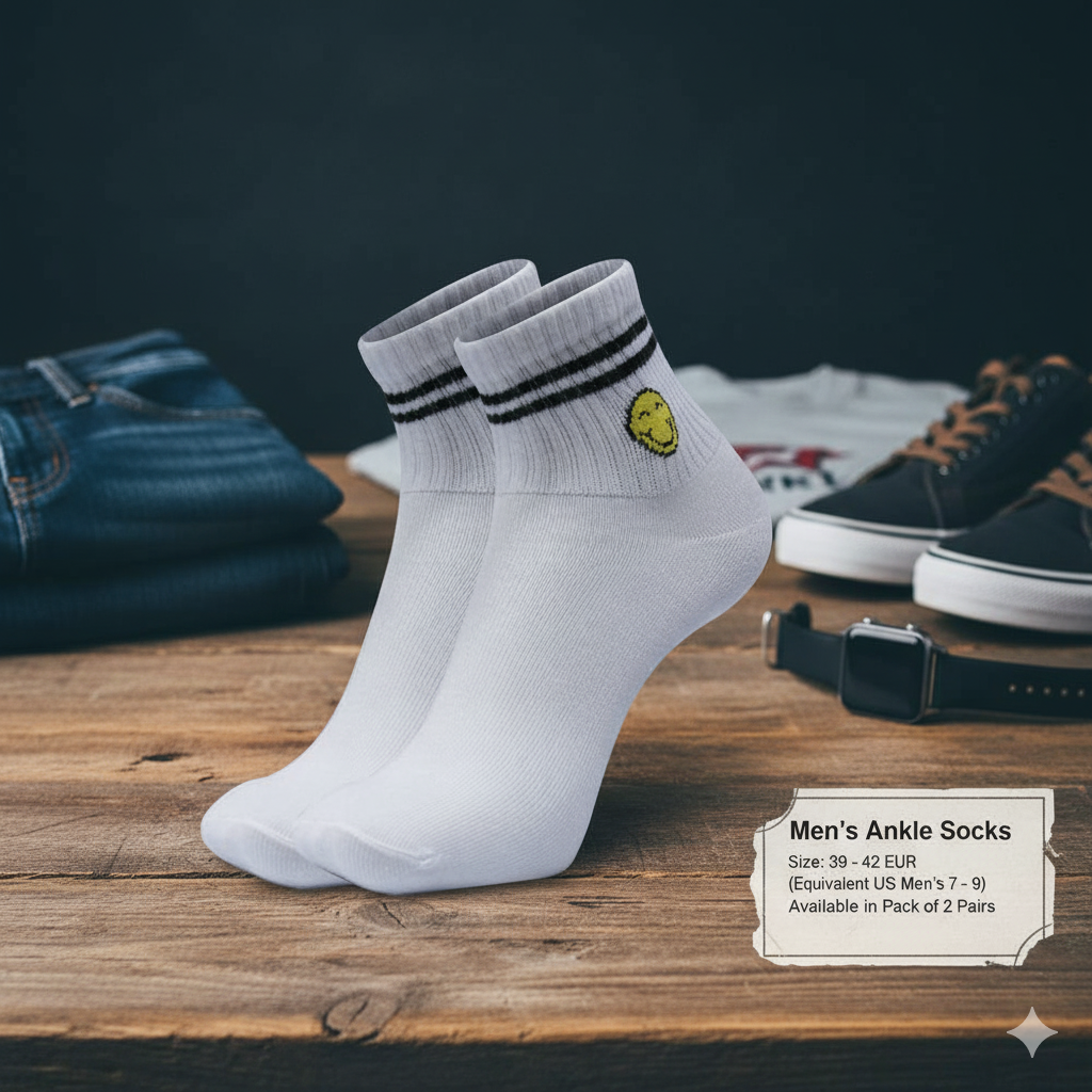 Men Cool Vibe Smiley Ankle Socks