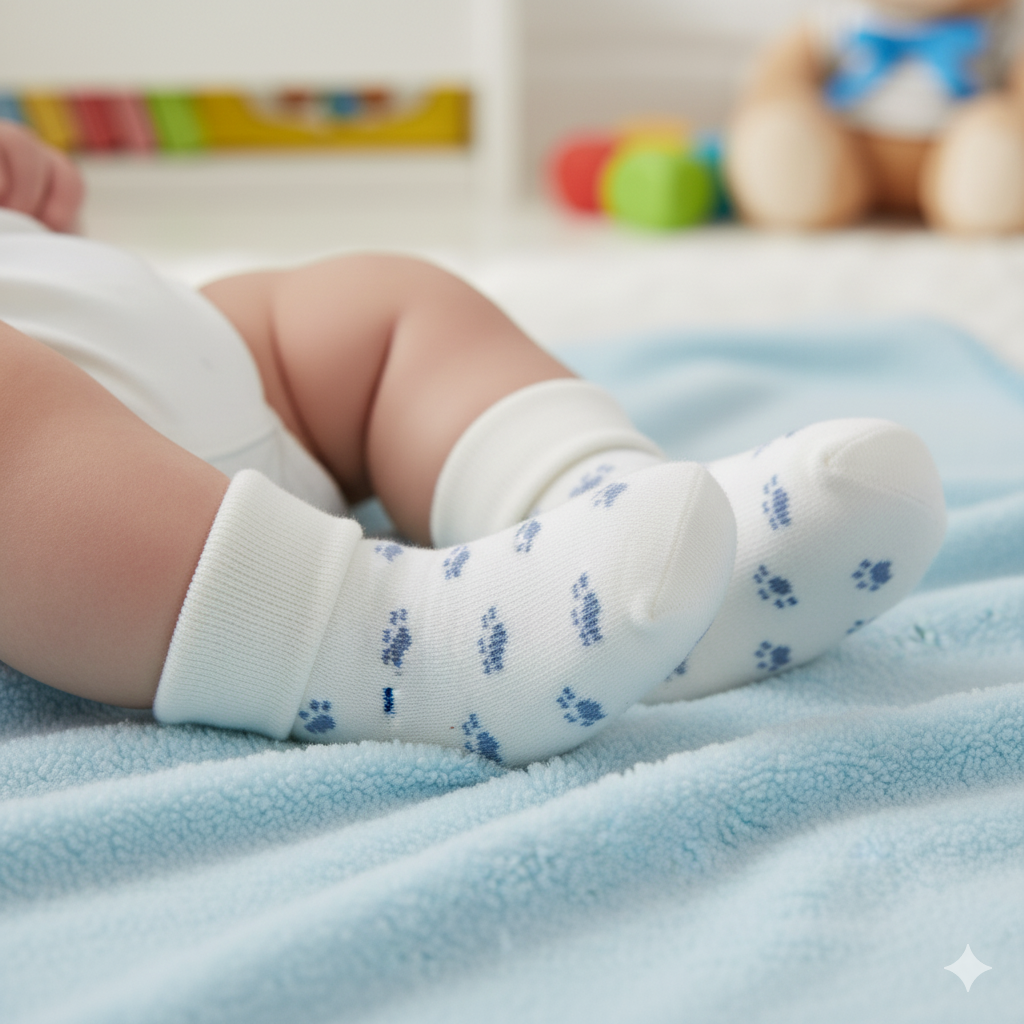 Newborn Baby Boy Socks With Animal Footprint Design