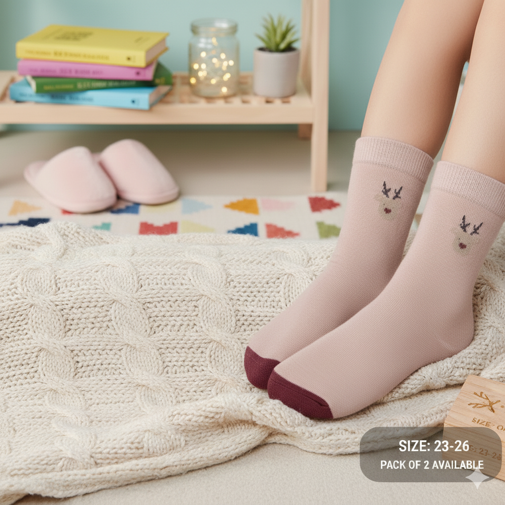 Cozy Reindeer Crew Socks for Girls