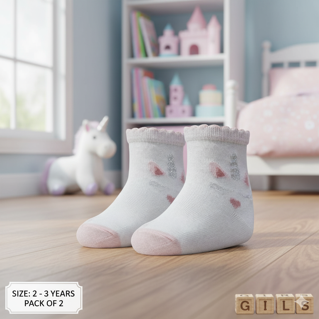 Sparkle Stripes & Unicorn Girls Ankle Socks