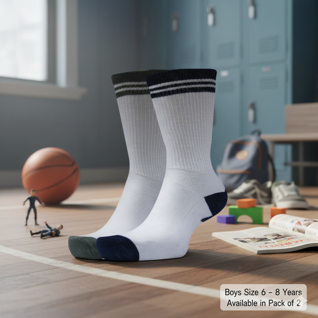 Pack of 2 - Boy's Athletic Crew Socks